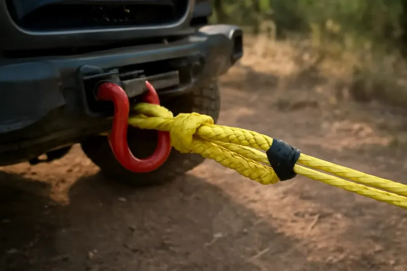 Photorealistic supporting editorial photo illustrating rated shackles vs soft shackles explained